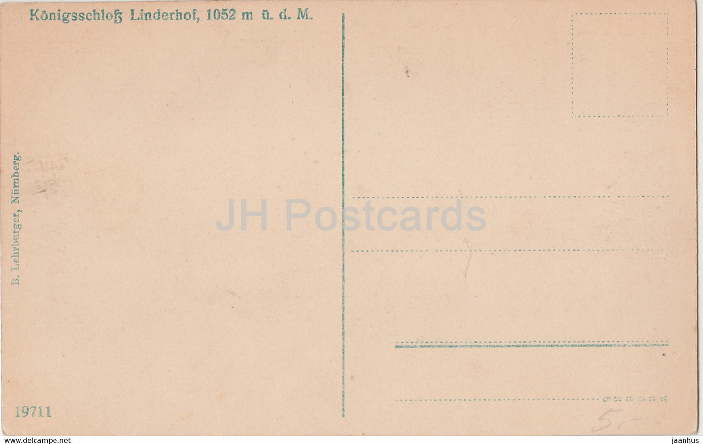 Konigsschloss Linderhof 1052 m - castle - 19711 - old postcard - Germany - unused