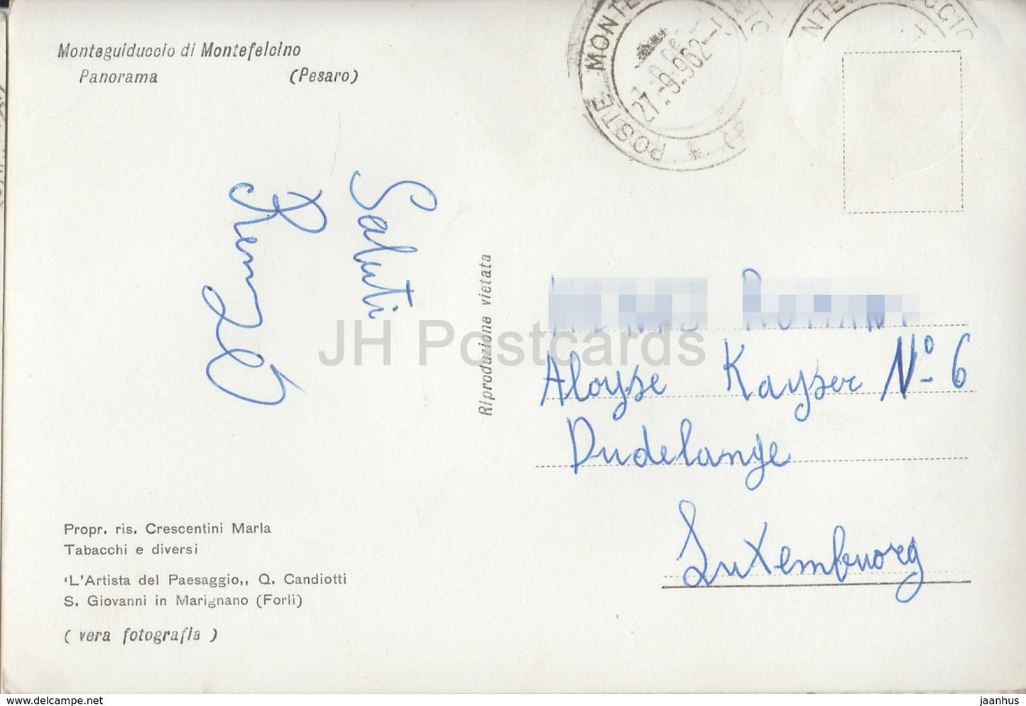Monteguiduccio di Montefelcino - Pesaro - Panorama - Italy - 1962 - used