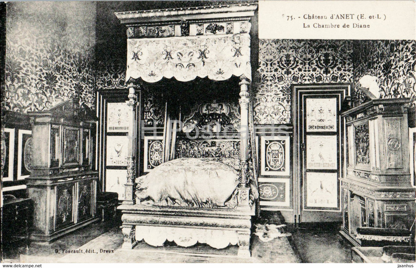 Chateau d'Anet - La Chambre de Diane - castle - 75 - old postcard - France - unused - JH Postcards