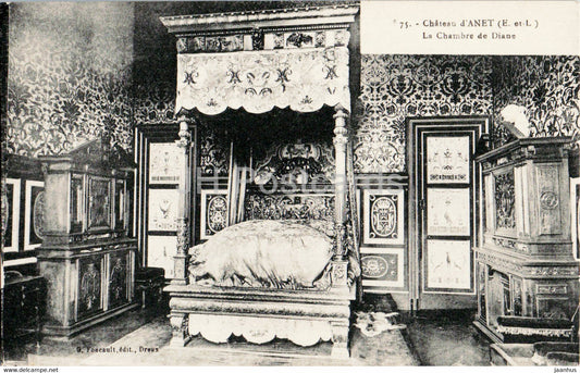 Chateau d'Anet - La Chambre de Diane - castle - 75 - old postcard - France - unused - JH Postcards