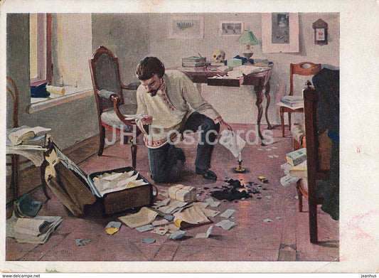 painting by Y. Kalinitchenko - Before the perquisition - Russian art - 1928 - Russia USSR - unused - JH Postcards