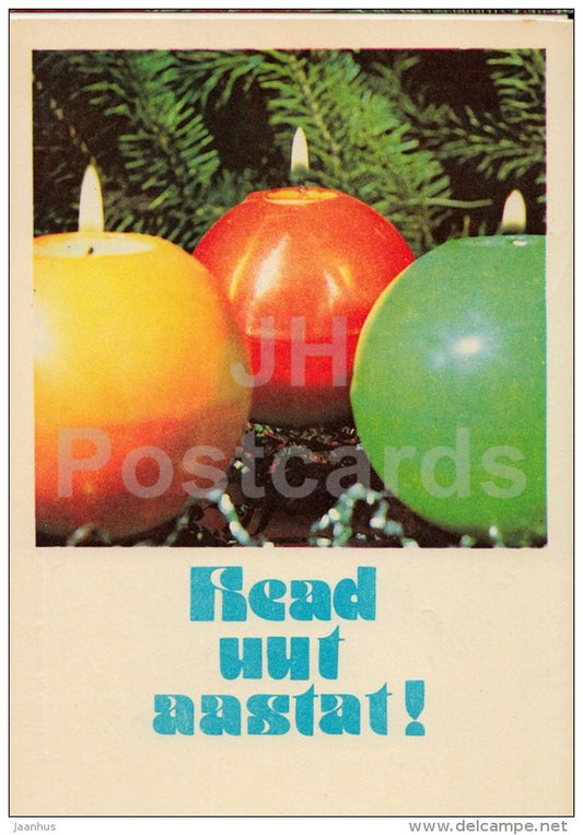 New Year Greeting Card - 1 - candles - 1978 - Estonia USSR - used - JH Postcards