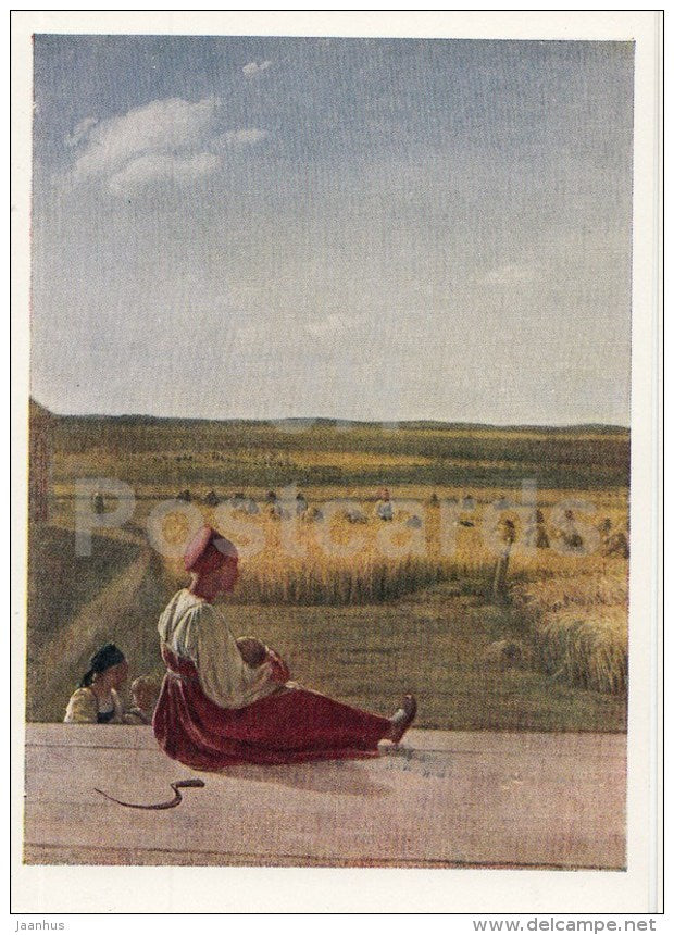 painting by A. Venetsianov - On the Harvest . The Summer - sickle - woman - Russian Art - 1964 - Russia USSR - unused - JH Postcards