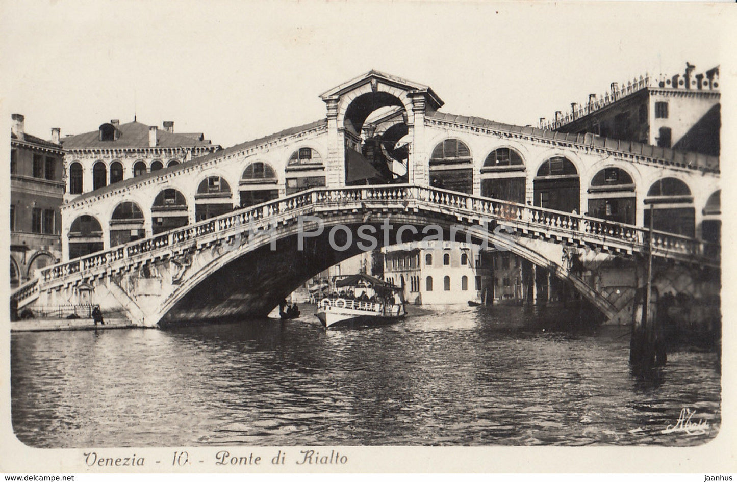 Venezia - Venice - Ponte di Rialto - bridge - 10 - old postcard - Italy - unused - JH Postcards