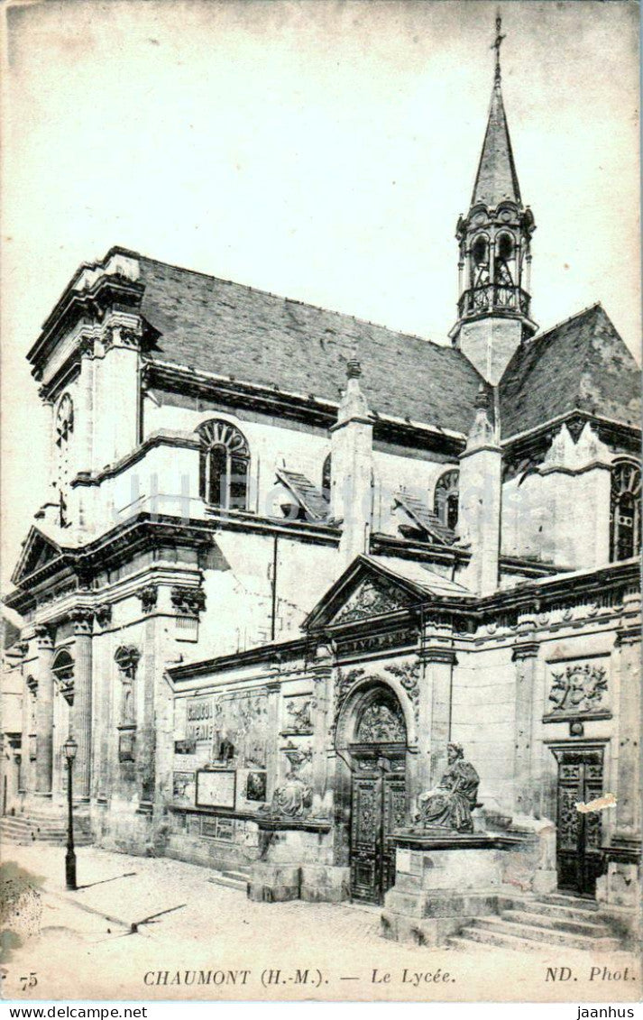 Chaumont - Le Lycee - high school - 75 - old postcard - 1919 - France - used - JH Postcards