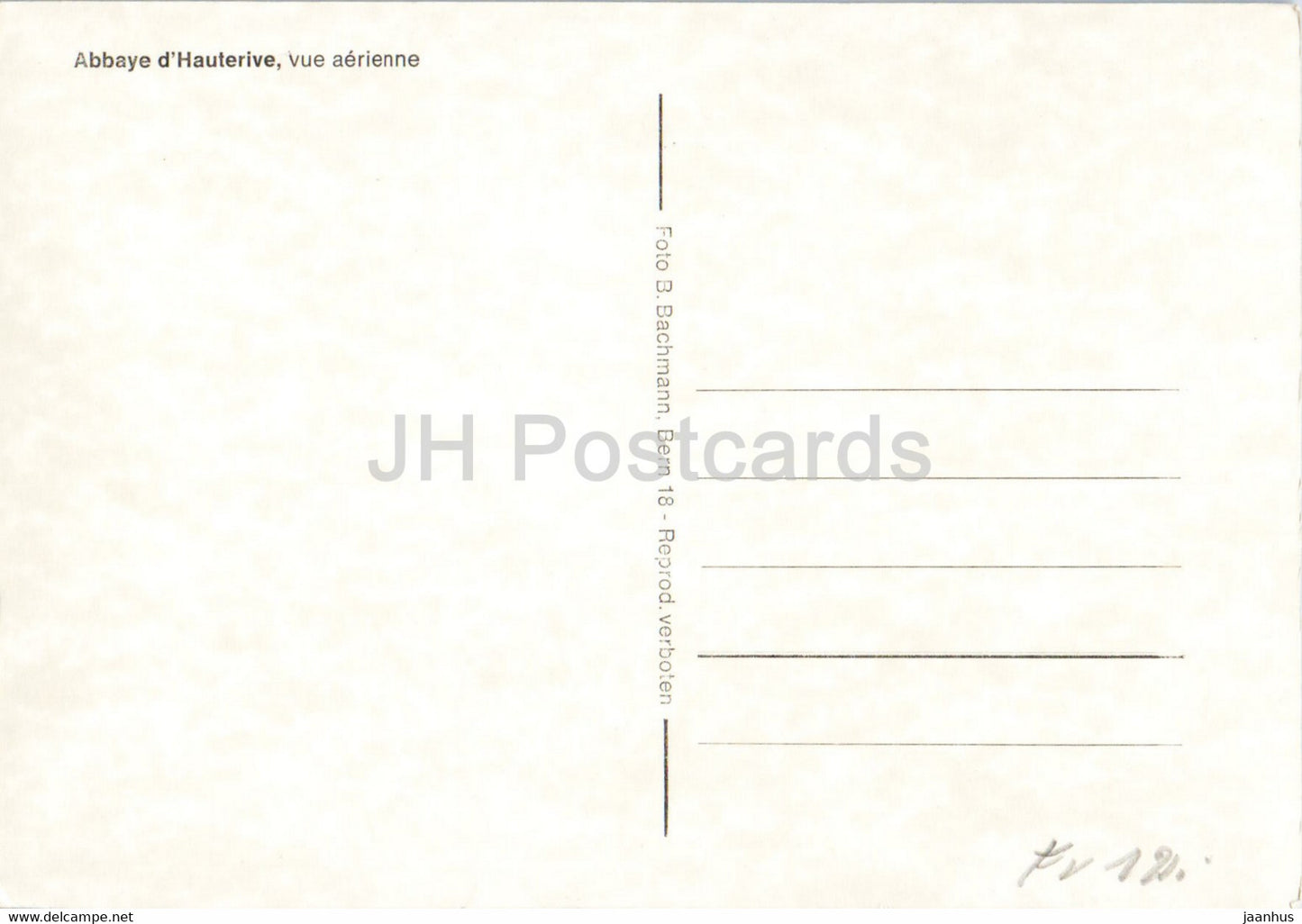 Abbaye d'Hauterive - Vue aerienne - 1 - carte postale ancienne - Suisse - inutilisée