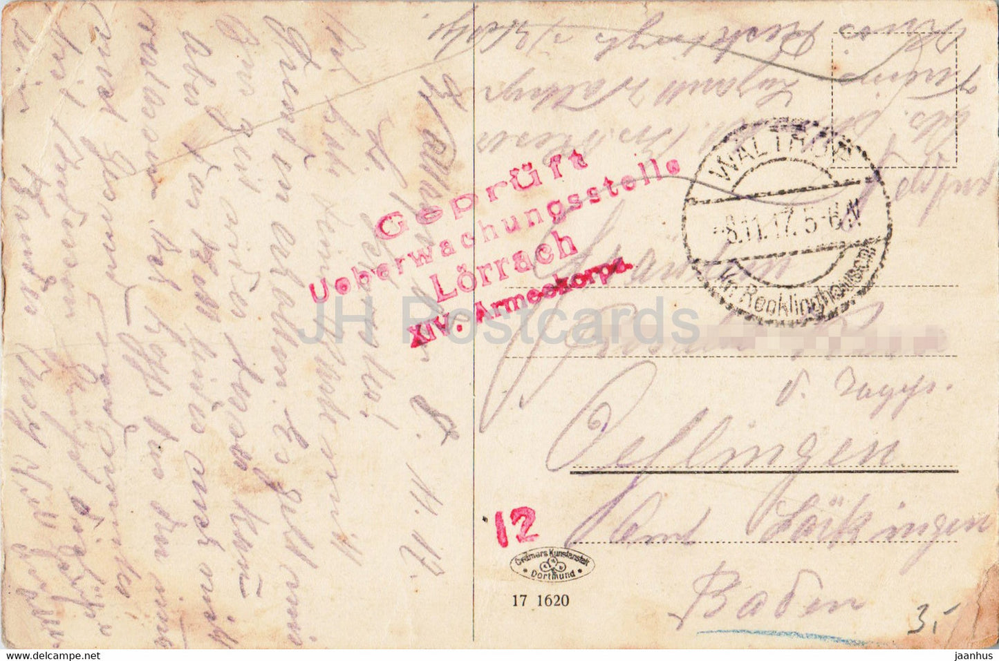 Henrichenburg - Neue Schleuse - Feldpost - XIV Armeekorps - 1917 - carte postale ancienne - Allemagne - utilisé
