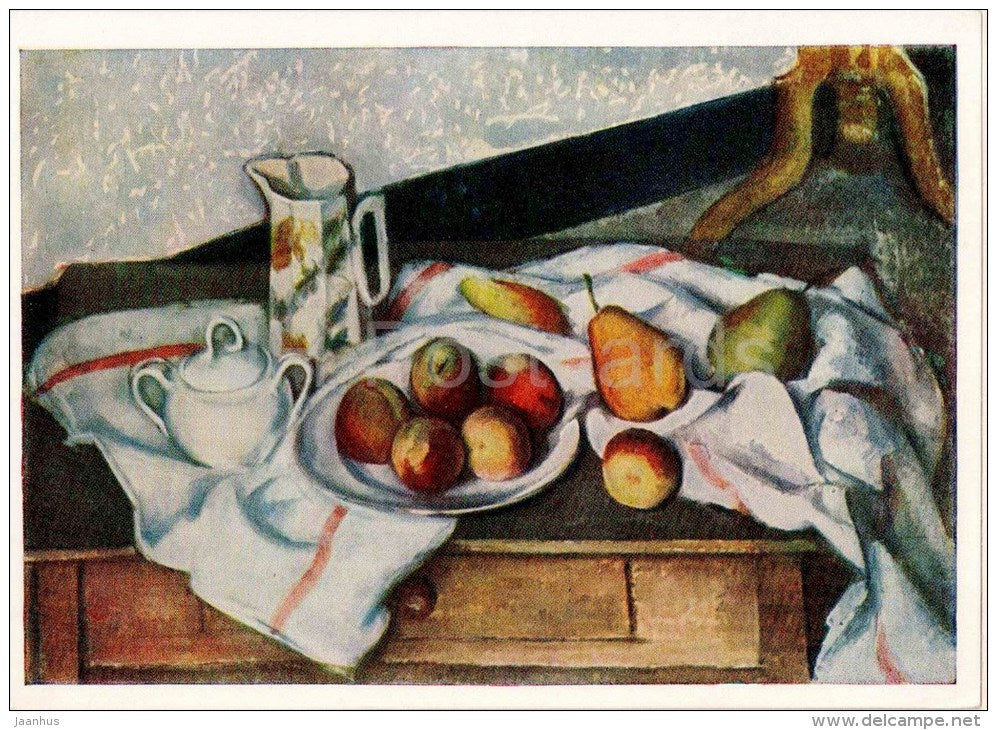 painting by Paul Cezanne - Still Life with Peaches and Pears - french art - unused - JH Postcards