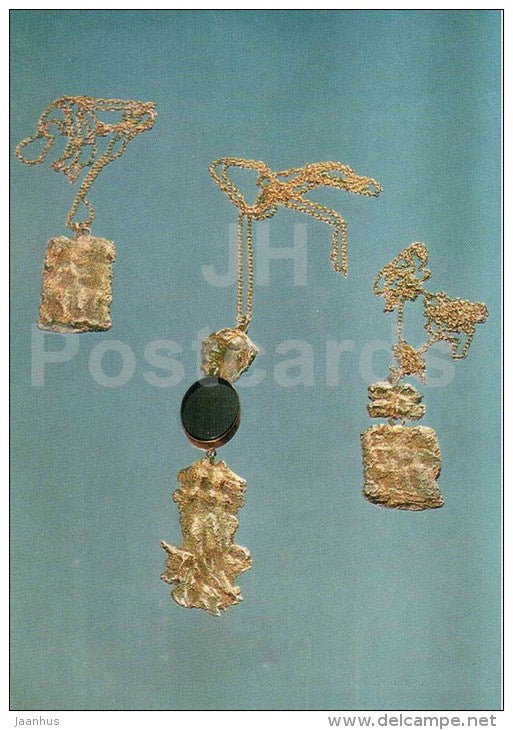 Neck decoration by L. Linnaks - vermeil - estonian jewelery art - 1975 - Estonia USSR - unused - JH Postcards