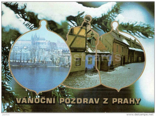 Christmas Greetings from Prague - Praha - streets view - Czechoslovakia - Czech - used - JH Postcards