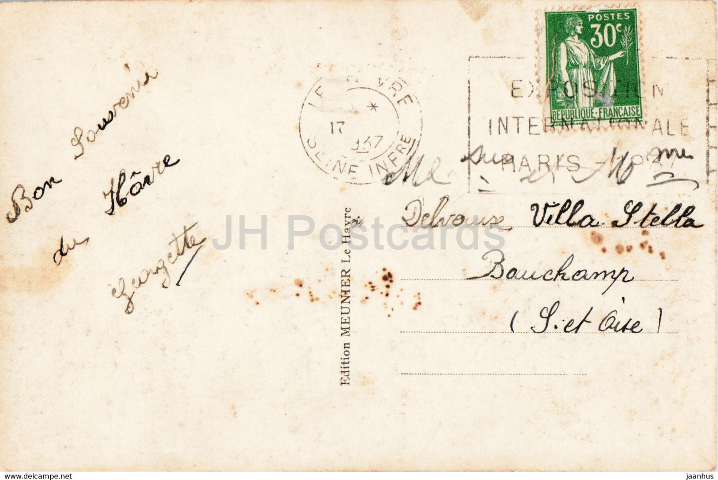 Le Havre - La Heve - Falaise et la Plage - 21 - old postcard - 1937 - France - used