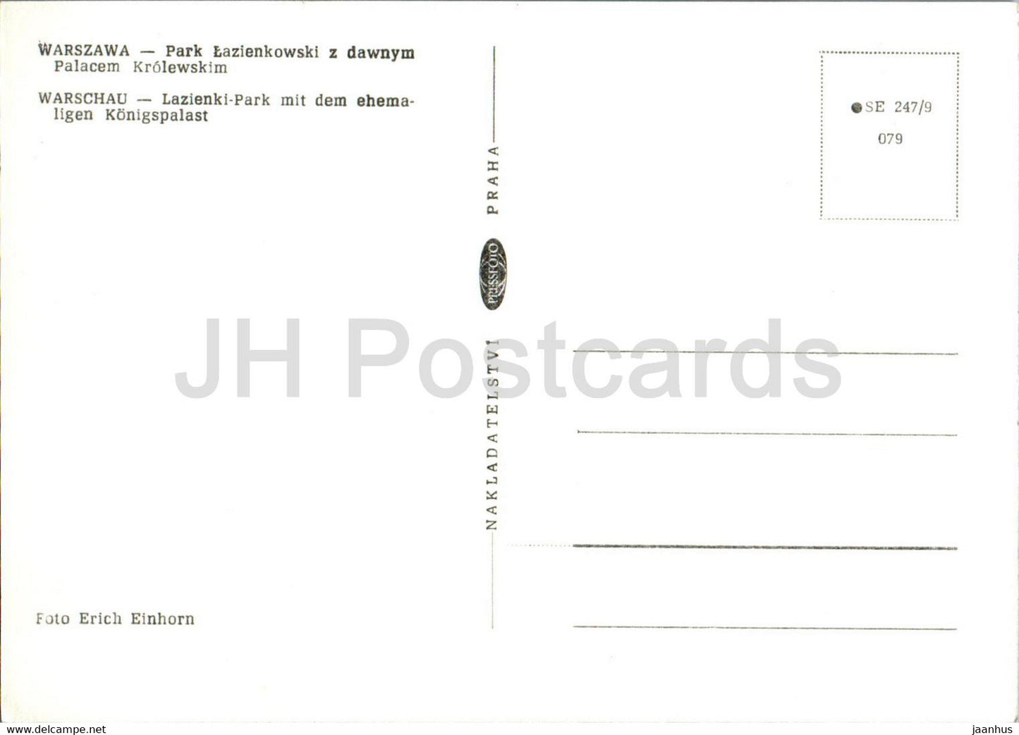 Varsovie - Warszawa - Parc Lazienkowski z dawnym Palacem Krolewskim - Parc avec l'ancien Palais Royal - Pologne - inutilisé