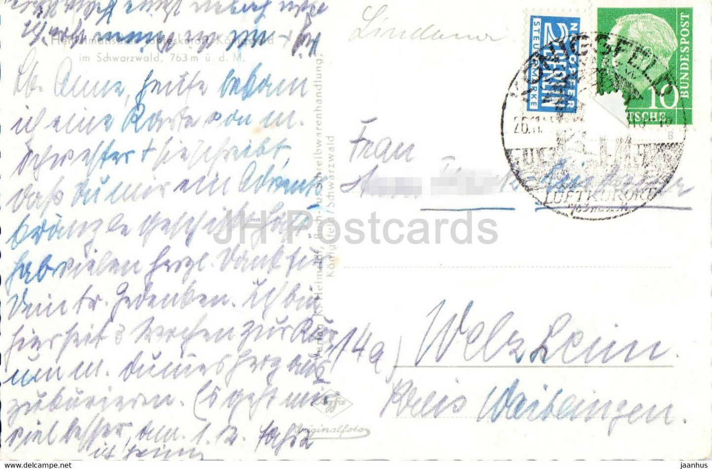 Konigsfeld - Schwarzwald 763 m - old postcard - 1950s - Germany - used