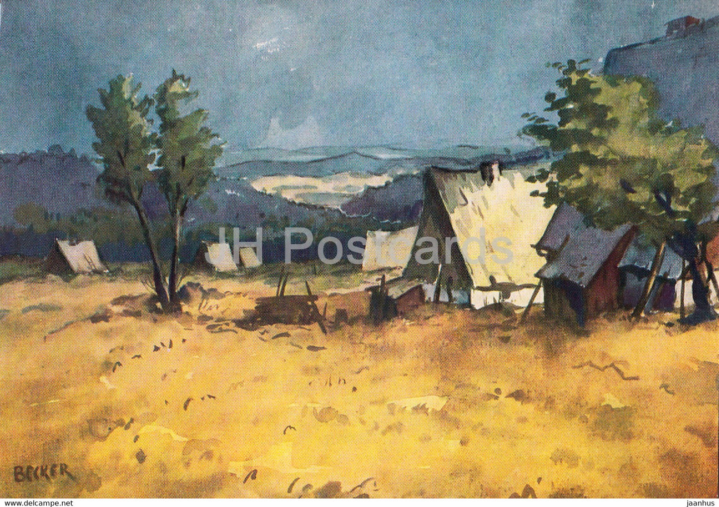 painting by Willy Becker - Herbst in Georgenfeld - German art - Germany - unused - JH Postcards