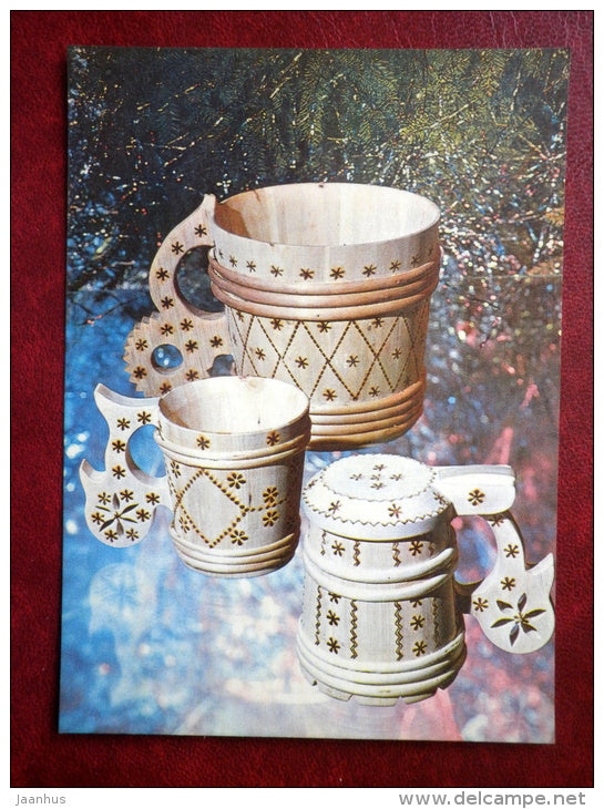 New Year Greeting card - beer Mugs - 1981 - Estonia USSR - used - JH Postcards