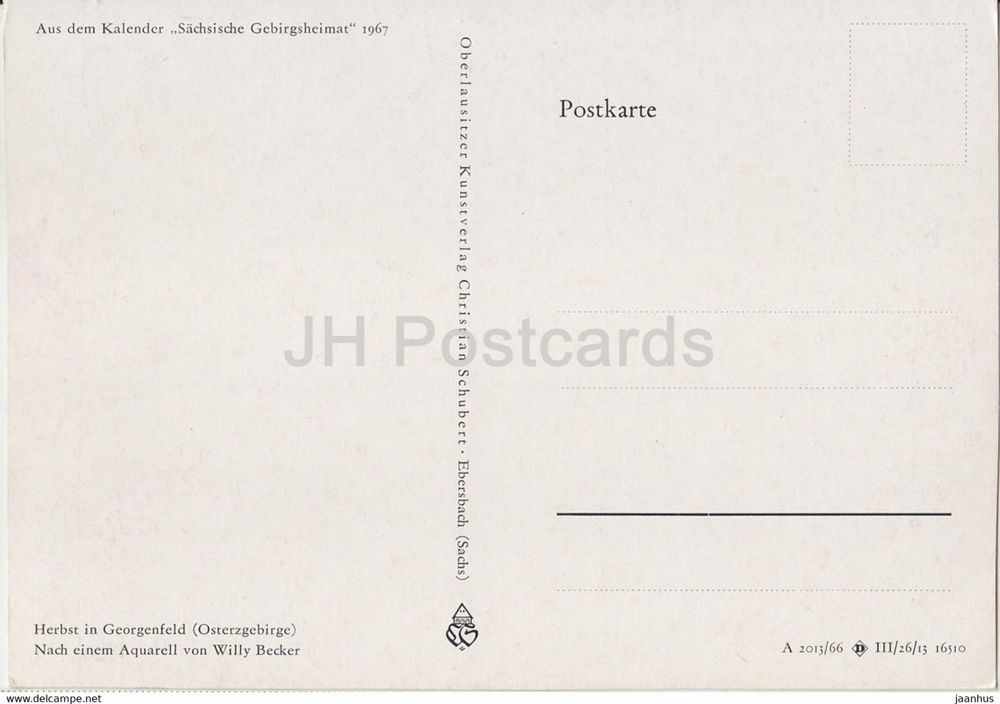 painting by Willy Becker - Herbst in Georgenfeld - German art - Germany - unused