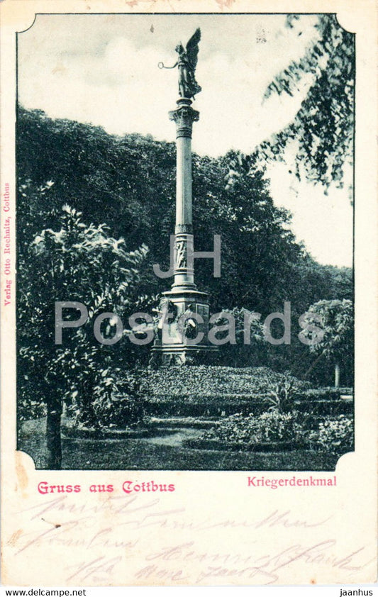 Gruss aus Cottbus - Kriegerdenkmal - monumet - old postcard - 1901 - Germany - used - JH Postcards