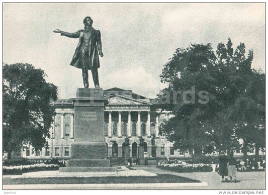 monument to russian poet Pushkin - Leningrad - St. Petersburg - 1958 - Russia USSR - unused - JH Postcards