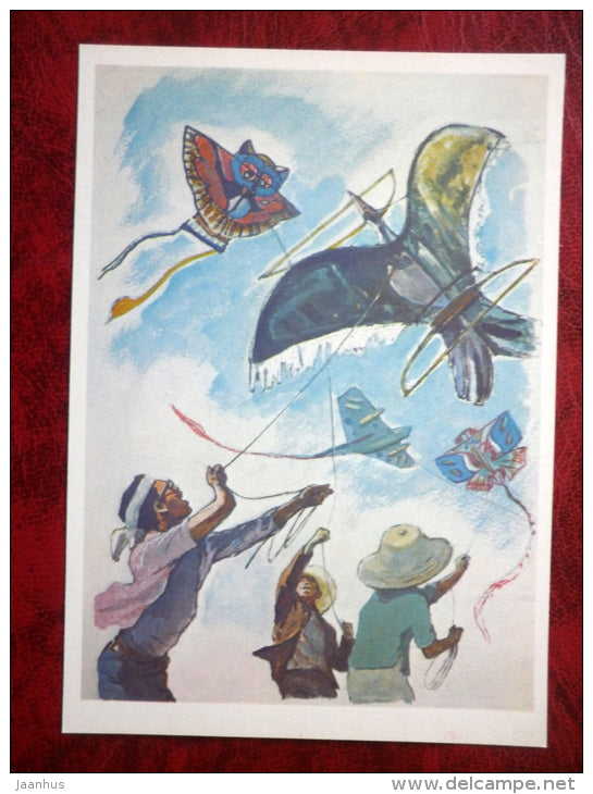 Kite festival - Illustration by P. Pavlinov - Thailand - games - 1981 - Russia USSR - unused - JH Postcards