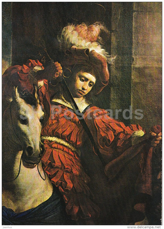 painting by Karel Skreta - St. Martin shares His Coat with Beggar - Czech art - large format card - Czech - unused - JH Postcards