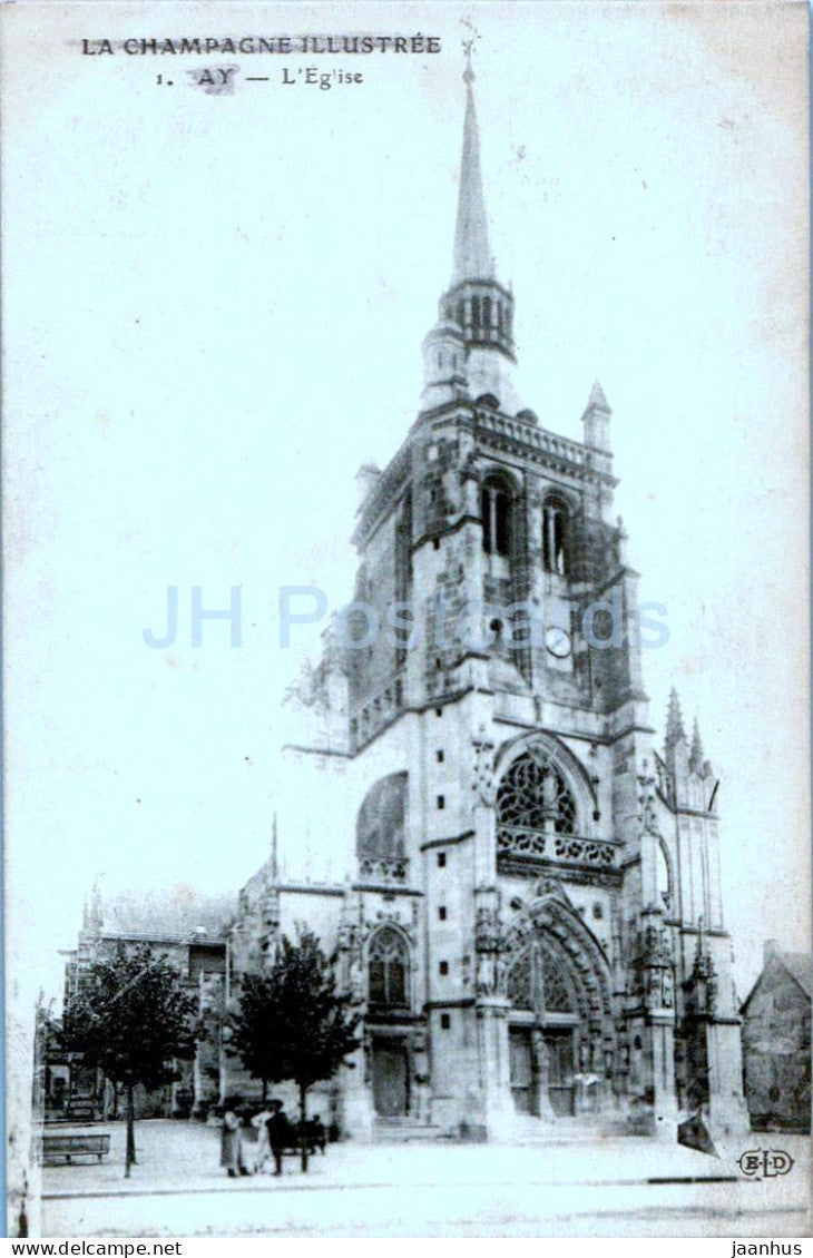 Ay Champagne - L'Eglise - La Champagne Illustree - 1 - church - old postcard - France - used - JH Postcards