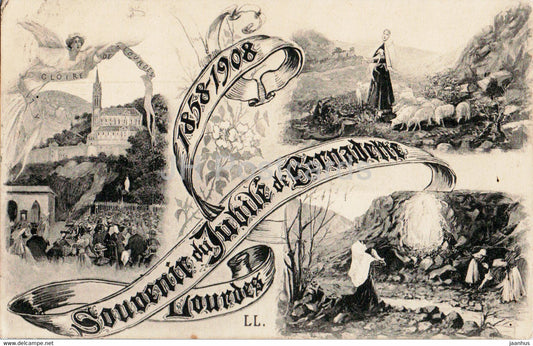 Lourdes - Souvenir du Jubile de Bernadette - 1858-1908 - old postcard - 1908 - France - used - JH Postcards