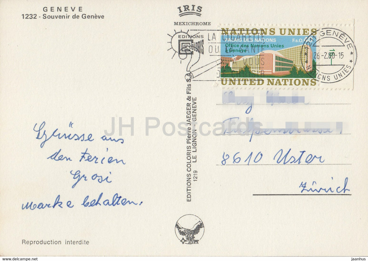 Geneve - Geneva - ship - Souvenir de Geneve - multiview - 1232 - 1980 - Switzerland - used