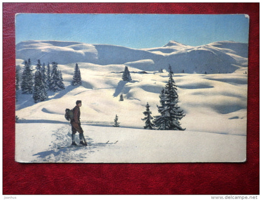 Partie bei Küblis - Parsenn Weissfluh - ski - STZF no 309 - circulated in Estonia 1938 , Koeru - Switzerland - used - JH Postcards