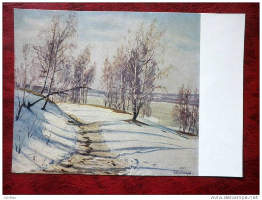Painting by N. B. Terpsihorov - March 1959 - winter - russian art - unused - JH Postcards