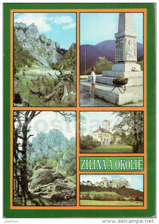 Zilina a okolie - surroundings - rocks - monument - Czechoslovakia - Slovakia - used 1987 - JH Postcards