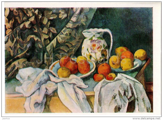 painting by Paul Cezanne - Still Life with Drapery - french art - unused - JH Postcards