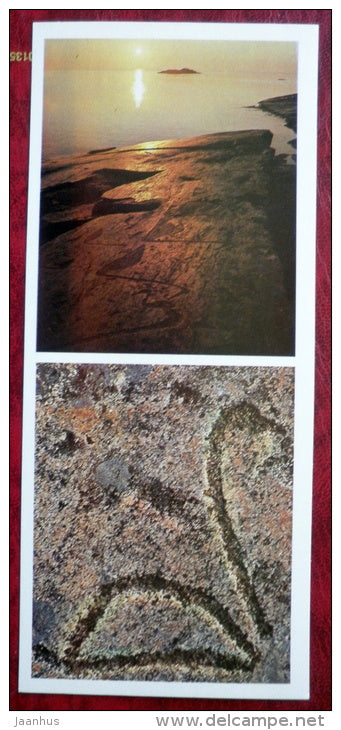 Petroglyphs on Lake Onega - swan - Kizhi - 1979 - Russia USSR - unused - JH Postcards