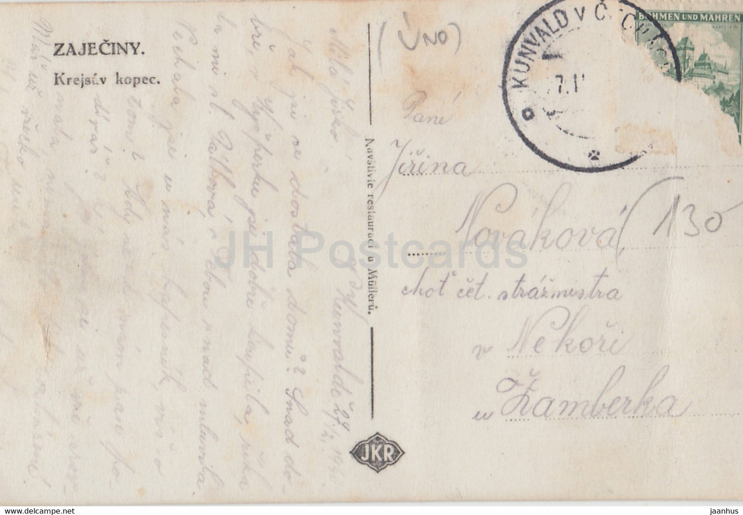 Zajeciny - Krejsuv kopec - old postcard - Czech Republic - used