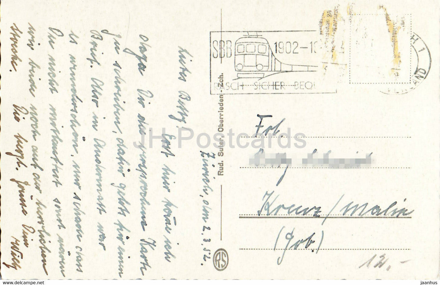 Téléski Natschen m Bl auf Andermatt - carte postale ancienne - 1952 - Suisse - utilisé