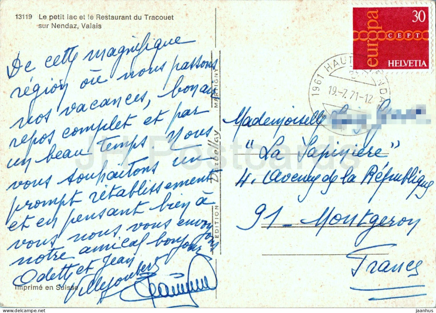 Le petit lac et le Restaurant du Tracouet sur Nendaz - 13119 - 1971 - Switzerland - used