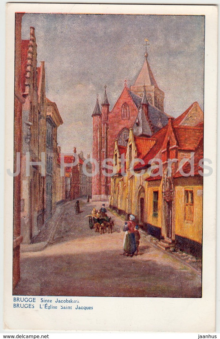 Brugge - Bruges - Sinte Jacobskerk - L'Eglise Saint Jacques - illustration - old postcard - Belgium - unused - JH Postcards