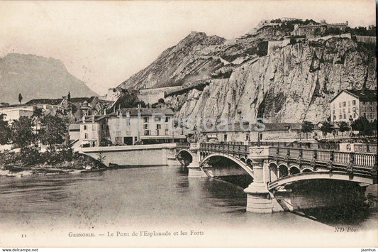 Grenoble - Le Pont de l'Esplanade et les Forts - bridge - 11 - old postcard - France - unused - JH Postcards
