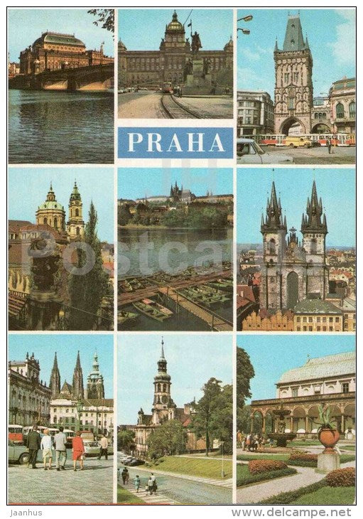 Praha - Prague - National Theatre - museum - Powder Tower - St. Nicholas cathedral - Czechoslovakia - Czech - unused - JH Postcards
