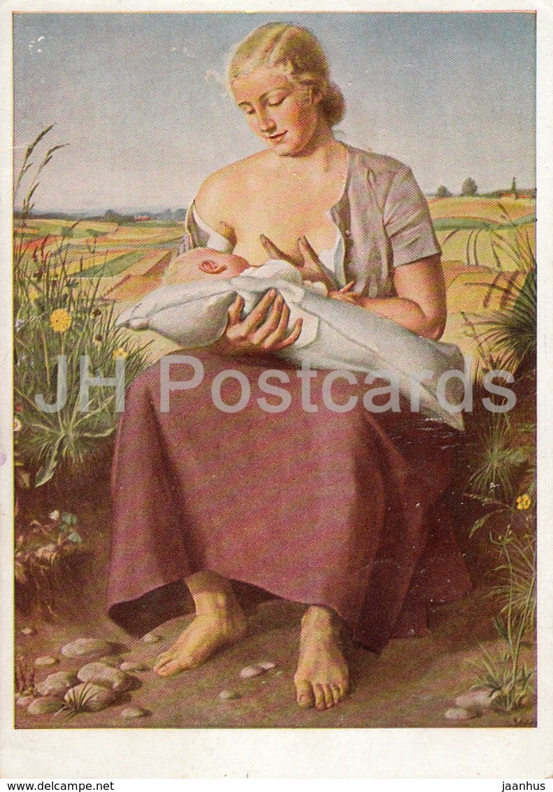 painting by Karl Diebitsch - Mutter - Mother - child - Italian art - Germany - unused - JH Postcards