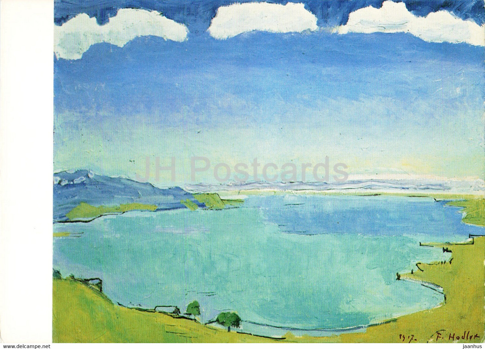 painting by Ferdinand Hodler - Genfersee von Caux aus - Lake of Geneva seen from Caux - Swiss art - Switzerland - unused - JH Postcards