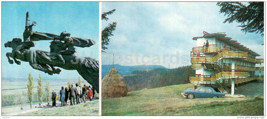 a monument to the fighters of the First Cavalry Army - Pereval - Carpathian Mountains - 1984 - Ukraine USSR - unused - JH Postcards