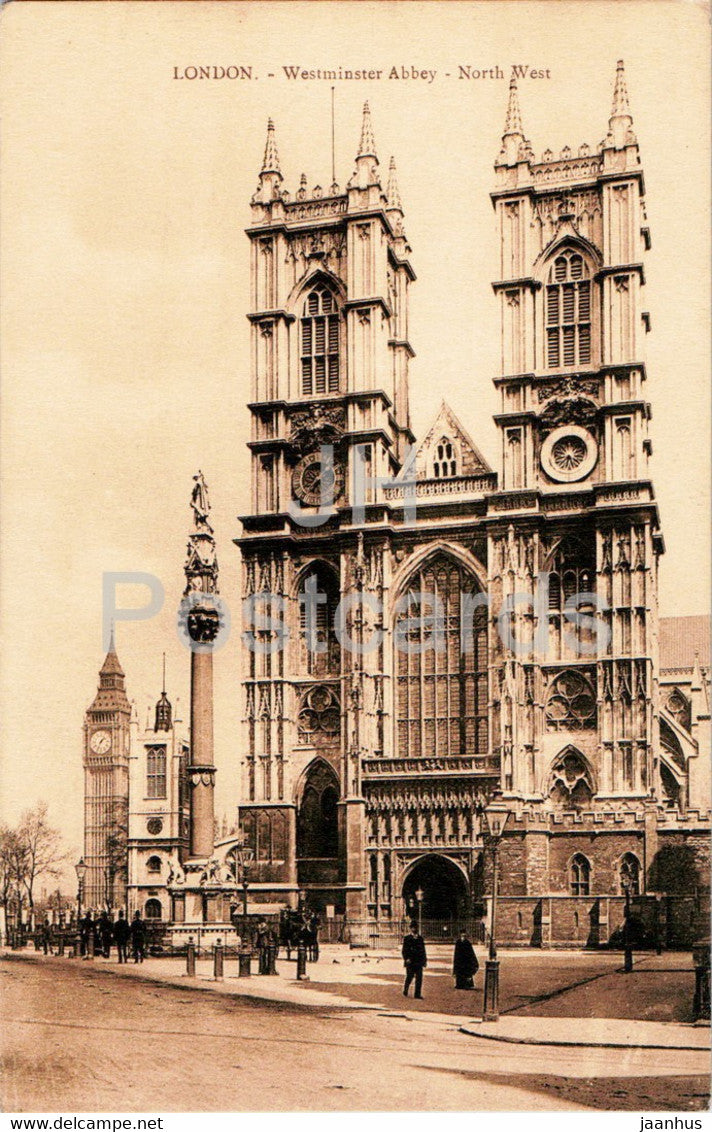 London - Westminster Abbey - North West - old postcard - England - United Kingdom - unused - JH Postcards