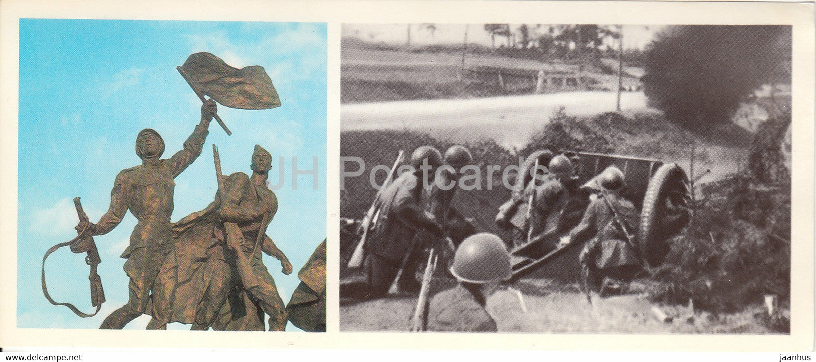 Monument to the Heroic Defenders of Leningrad - Soldiers - cannon - memorial - 1976 - Russia USSR - unused - JH Postcards