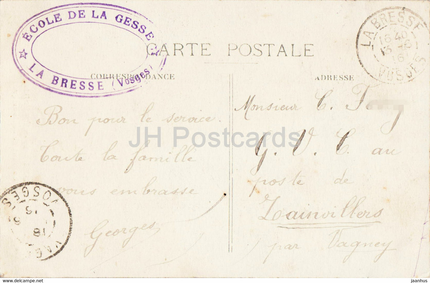 Gerardmer - Le Saut de la Bourique - 26 - Ecole de la Gesse - La Bresse - old postcard - 1916 - France - used