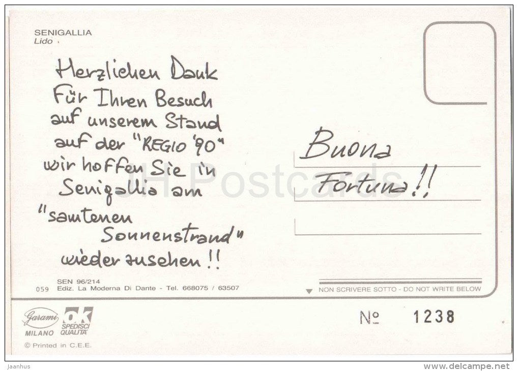 Lido - beach - Senigallia - Marche - 1238 - Italia - Italy - used - JH Postcards