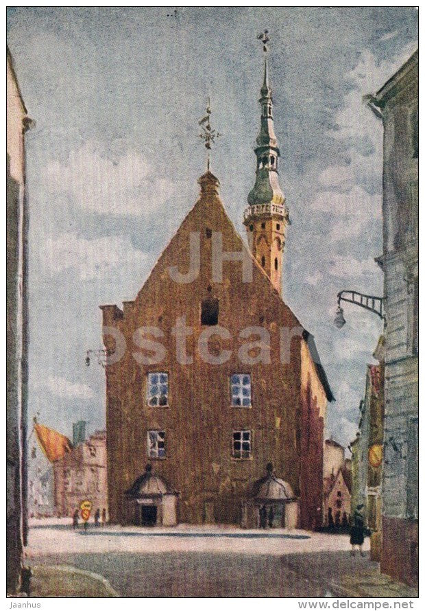 painting by K. Burman - Tallinn Old Town . Town Hall - Estonian art - 1957 - Russia USSR - unused - JH Postcards