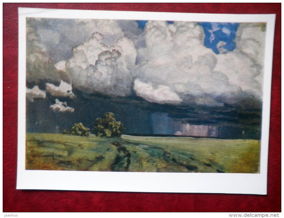 painting by N. Dubovsky , Rain is Coming , 1888 - landscape - russian art  - unused - JH Postcards