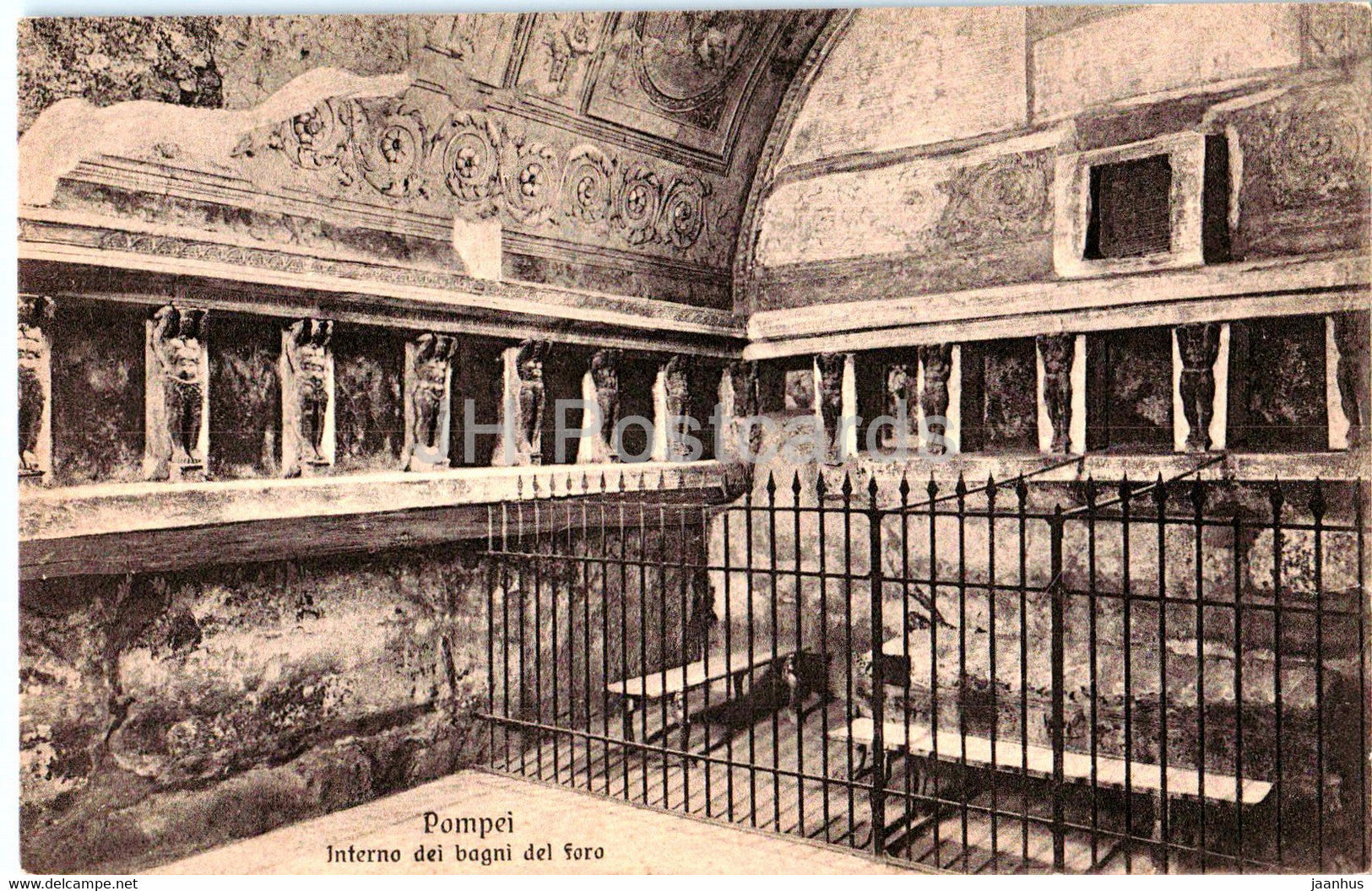 Pompei - Interno dei bagni del foro - Interior of the forum baths ancient world - 14706 - old postcard - Italy - unused - JH Postcards