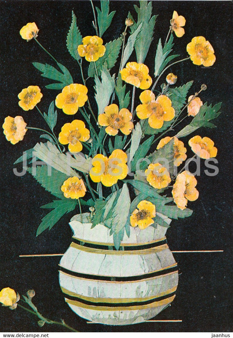 Buttercups - Flower Art - 1971 - Russia USSR - unused - JH Postcards