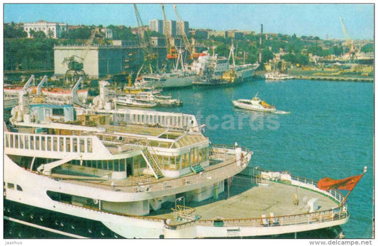 port - ship - crane - Odessa - 1975 - Ukraine USSR - unused - JH Postcards